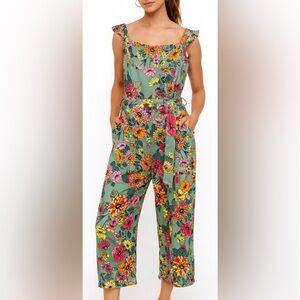 Baltic Born Gemma Floral Jumpsuit Green Pink Summer Spring Garden Wide Leg Cute